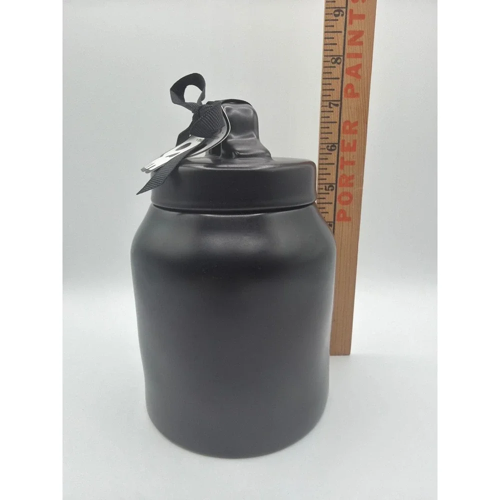 Rae Dunn BOO Ghost Halloween Canister Black Witch Boot Lid Ceramic